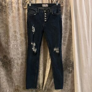 Free People Midnight Blue Distressed Skinny Jeans